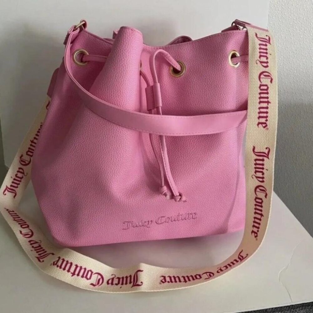 Juicy Couture Pink Tote Purse Bucket Bag shoulder & Crossbody Removable Strap